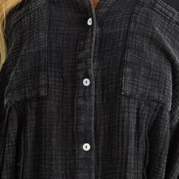 Altar'd State Classic Black L/S Shirt Versatile Comfortable w/pockets $74.95 tag - Picture 7 of 10